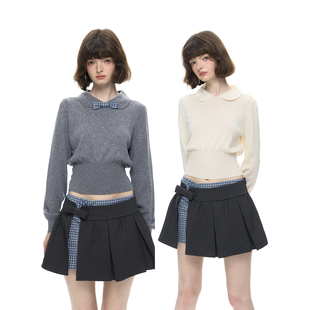 短款 娃娃领收腰显瘦针织内搭上衣长袖 打底毛衣 Nanci Romance