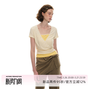 T恤罩衫 芭蕾风短袖 吊带真两件上衣 Nanci3.26日20点 Romance