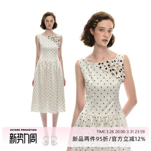 收腰连衣裙缎面花边长裙 波尔卡圆点无袖 Romance Nanci3.26日20点