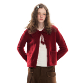 镂空挑孔翻领毛衣开衫 Romance Nanci 可爱少女针织上衣外套