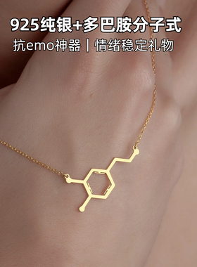 多巴胺项链925纯银医学生礼物ins