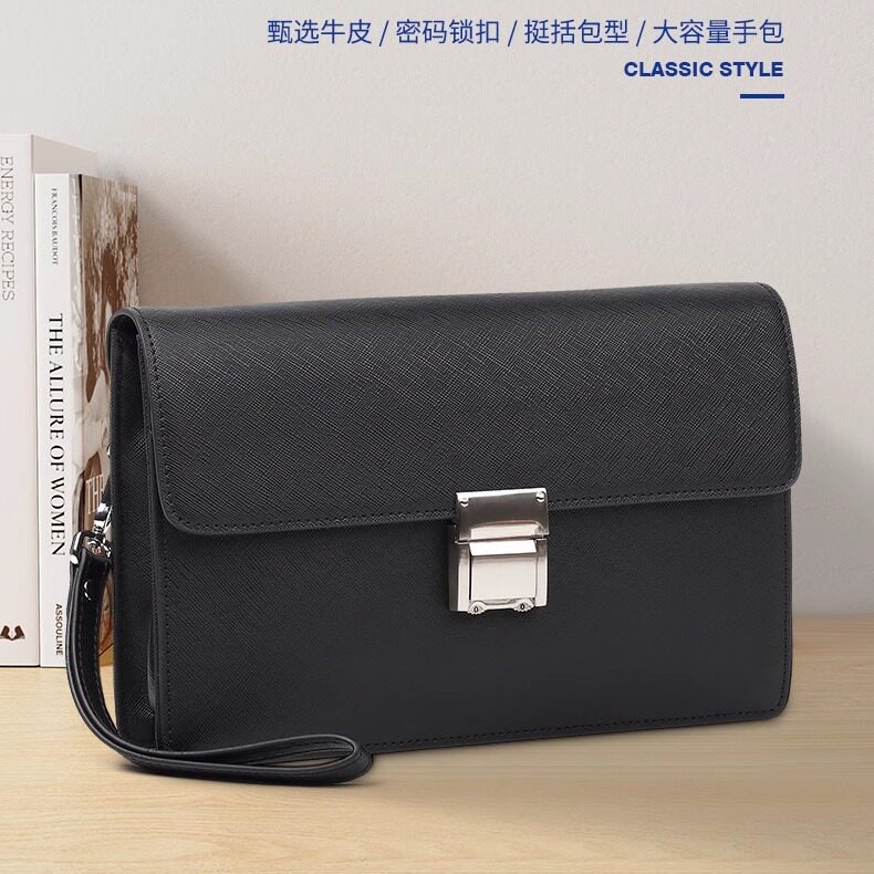 男式手拿包大容量牛皮商务手包