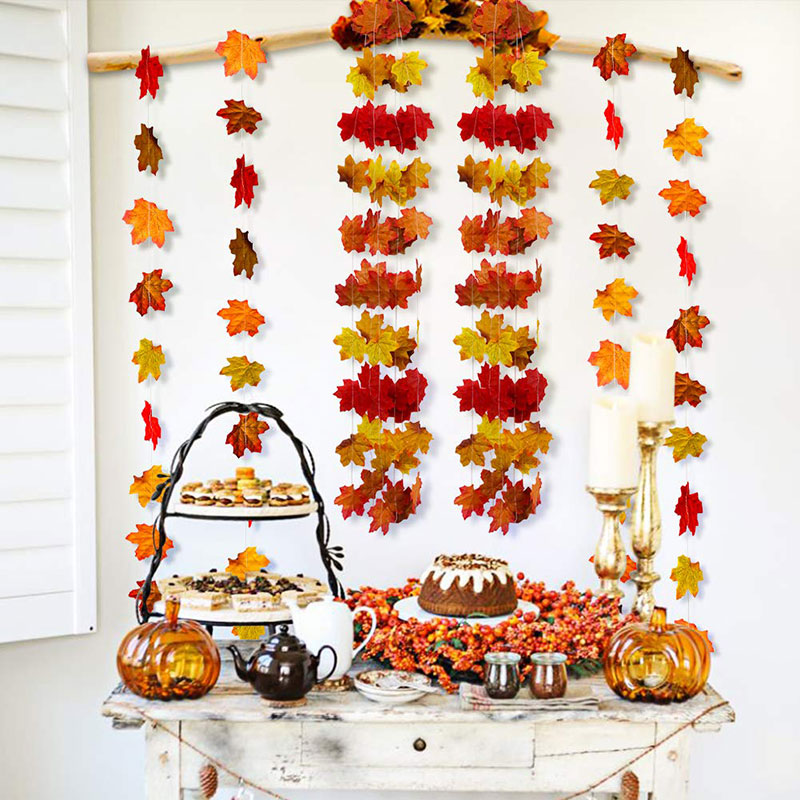 无纺布枫叶拉旗火鸡天花板挂饰