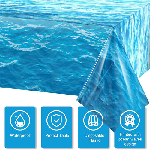 跨境亚马逊海洋波浪塑料桌布