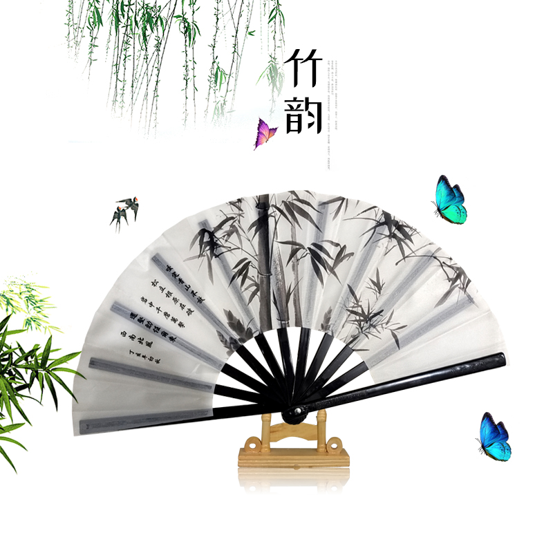 千点墨 甩扇腰扇儿童响扇古风布折扇古装舞蹈8寸10寸女男扇夏礼物