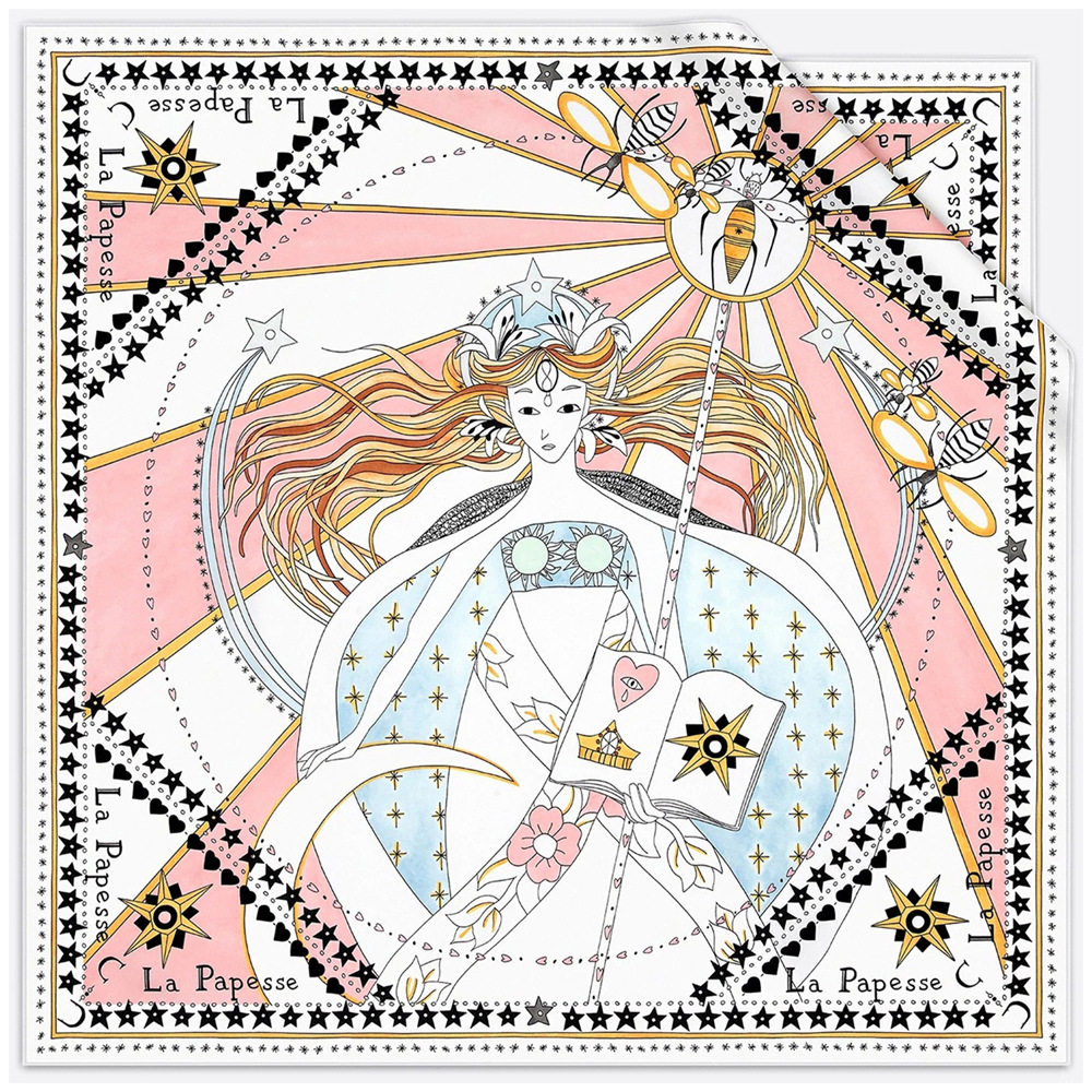 塔罗牌星星女神斜纹绸小方巾女士职业领巾丝巾53cm文艺围巾配饰