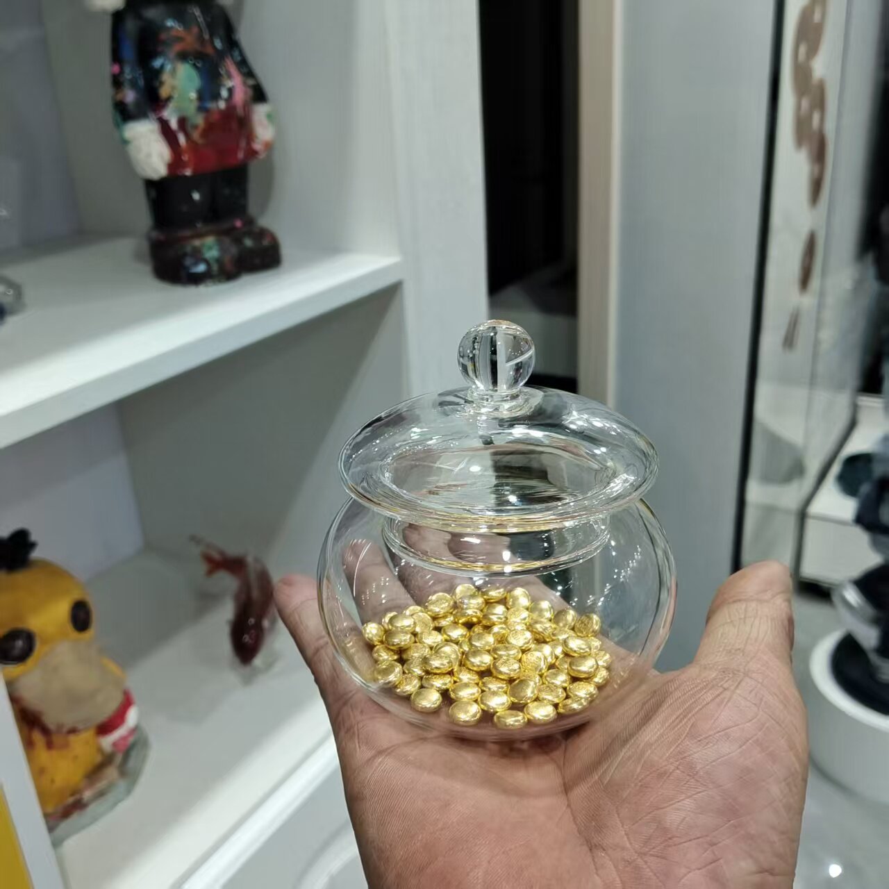 金豆豆收纳瓶透明玻璃瓶攒存金豆豆可爱迷你小瓶子大口径储存罐子