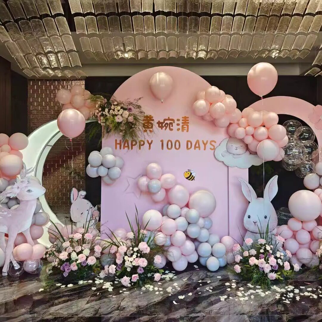ins风莫奈花园宝宝宴布置女宝宝生日百日宴定制拍照背景自己布置