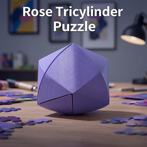 玫瑰三圆柱Puzzle拼图三个部件组装成一个三圆柱体立体逻辑思维