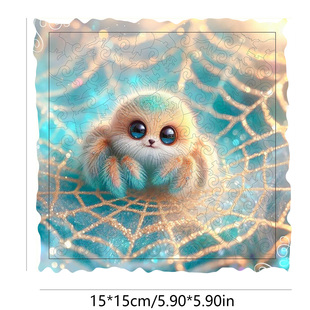 《萌蜘蛛》木制异形不规则趣味形状拼图亲子互动puzzle创意装饰