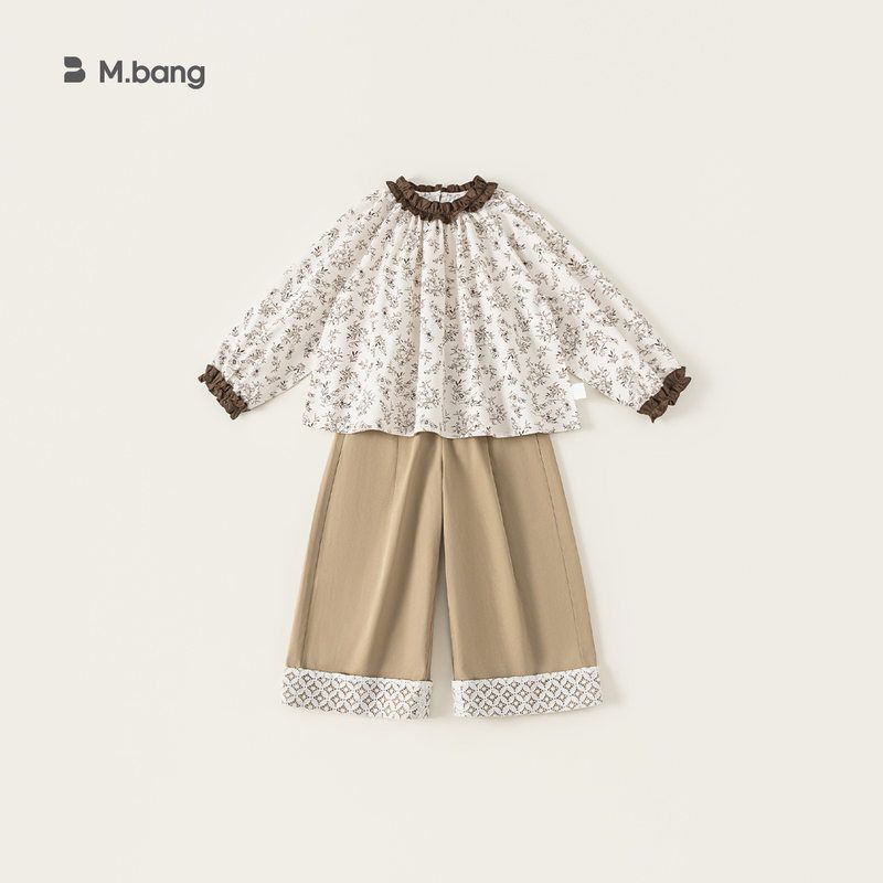 花上衣套装长袖领两件套童装宝