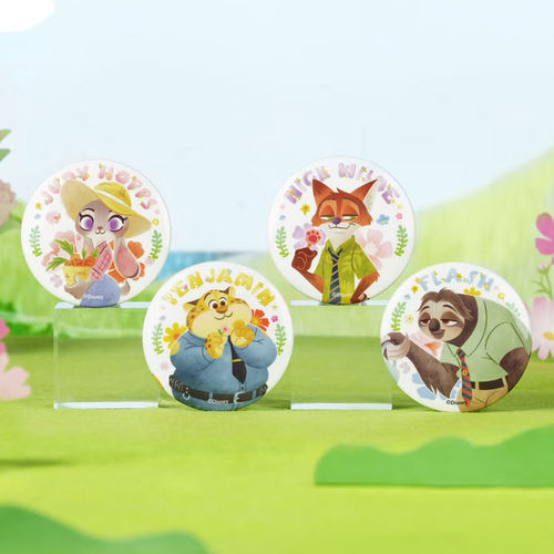 正版三月兽原创 迪士尼疯狂动物城Garden Fairy系列 徽章盲盒