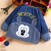 宝宝牛仔罩衣纯棉婴儿吃饭衣男女儿童罩衣反穿衣秋冬画衣长袖 围裙