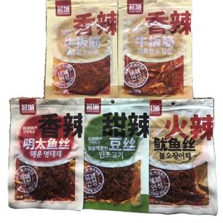 延边特产延城香辣牛板筋甜辣豆丝火辣鱿鱼丝香辣明太鱼朝鲜族零食