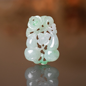 缅甸玉石翡翠A货葫芦吊坠挂件镂空雕刻复古风民族风鉴定证书大气