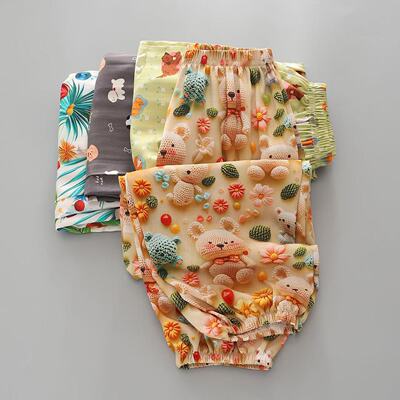 夏季儿童睡裤凉感棉绸女童防蚊裤