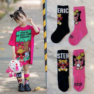 2025女童袜子搭配款AB双色儿童中筒袜