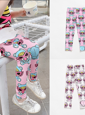 ins热卖女童打底裤春秋外穿薄款2025夏季紧身弹力纯棉卡通长裤子