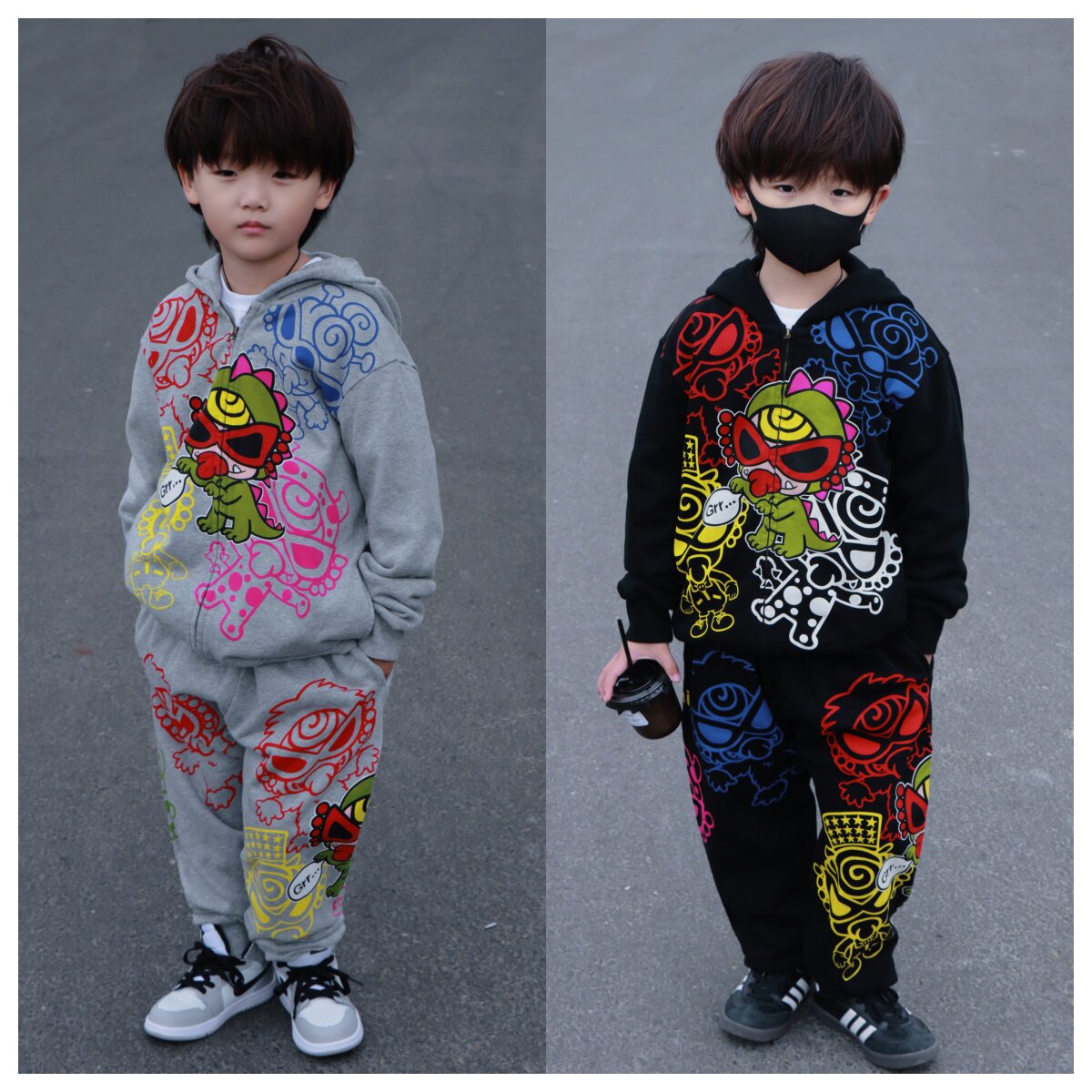 男童春秋运动卫衣套装2025新款女童时尚洋气毛圈上衣裤子两件套