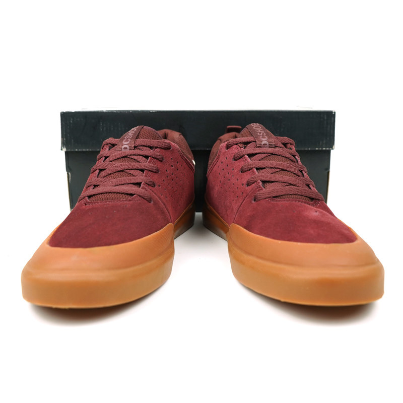 外贸概念鞋INFINITE潮牌酒红色低帮学生休闲运动反毛皮滑板鞋男款