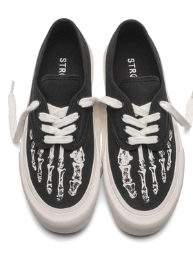 STRAYE外贸Authentic小众黑色骨头X-Ray休闲街头低帮复古帆布板鞋