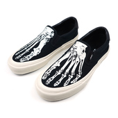 Ray休闲低帮帆布板鞋 STRAYE外贸一脚蹬Slip On小众美潮黑色骨头X