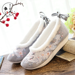 【九尾狐】秋冬季加绒汉服鞋子古风内增高女绣花鞋淡雅登云履汉鞋