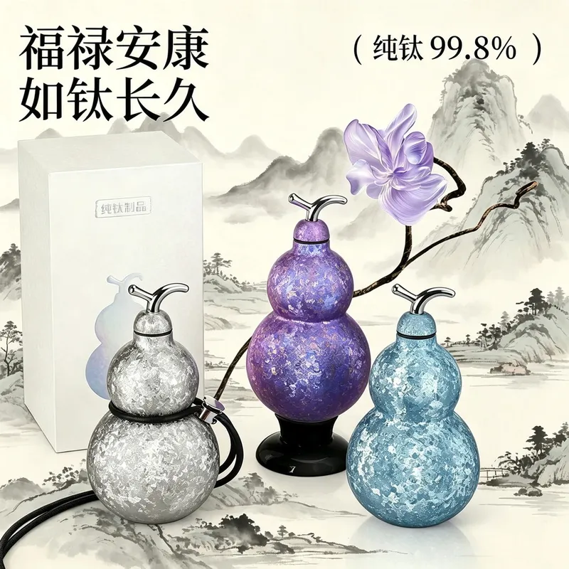 福禄纯钛葫芦杯户外真空保温杯带吸管高颜值户外随身杯创意休闲杯