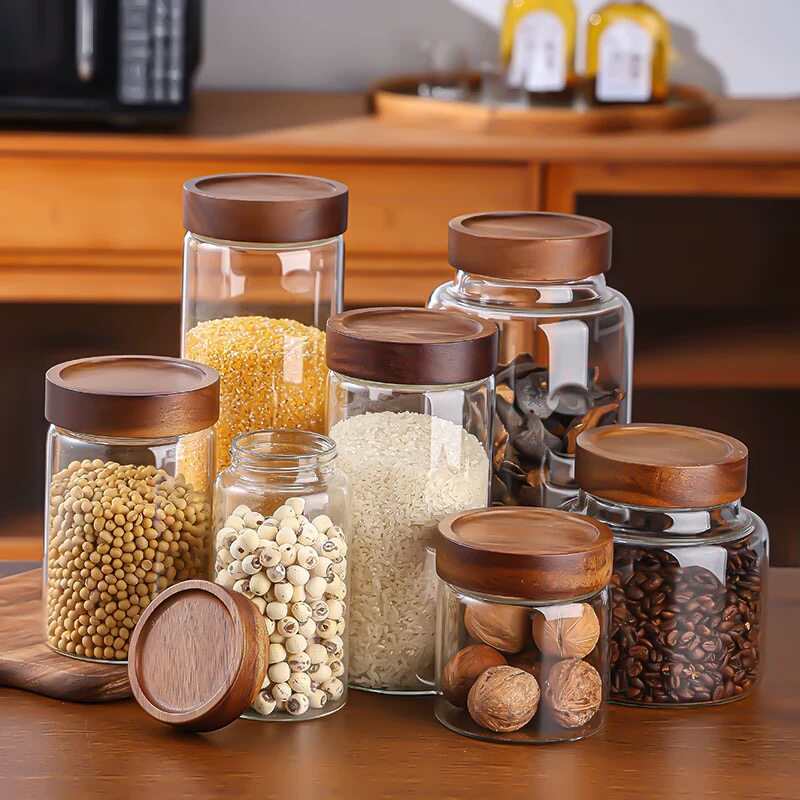 高硼硅茶叶罐旋转盖密封瓶燕窝枸杞辣椒粉保鲜盒储物罐中药分装瓶