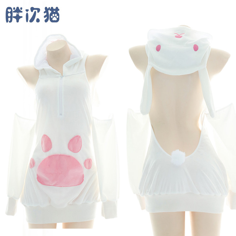 原创猫爪毛绒卫衣性感连帽家居服