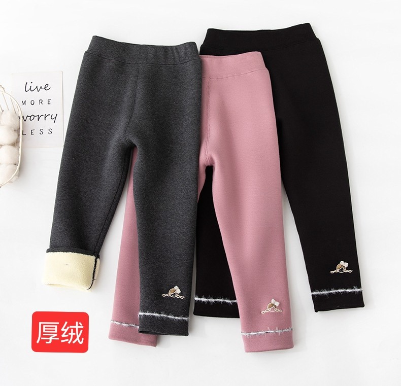 女童冬季加绒打底裤韩版时尚外穿长裤女宝无骨舒适特厚保暖裤子