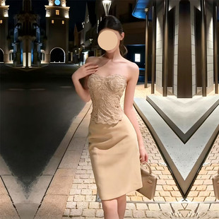 后开衩弹力半身裙女春夏季 2026通勤职业OL包臀一步裙红色杏色中裙