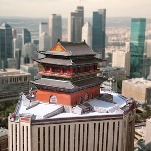 纸拼图中国风老北京鼓楼古代建筑手工拼装DIY小屋立体3D纸模型