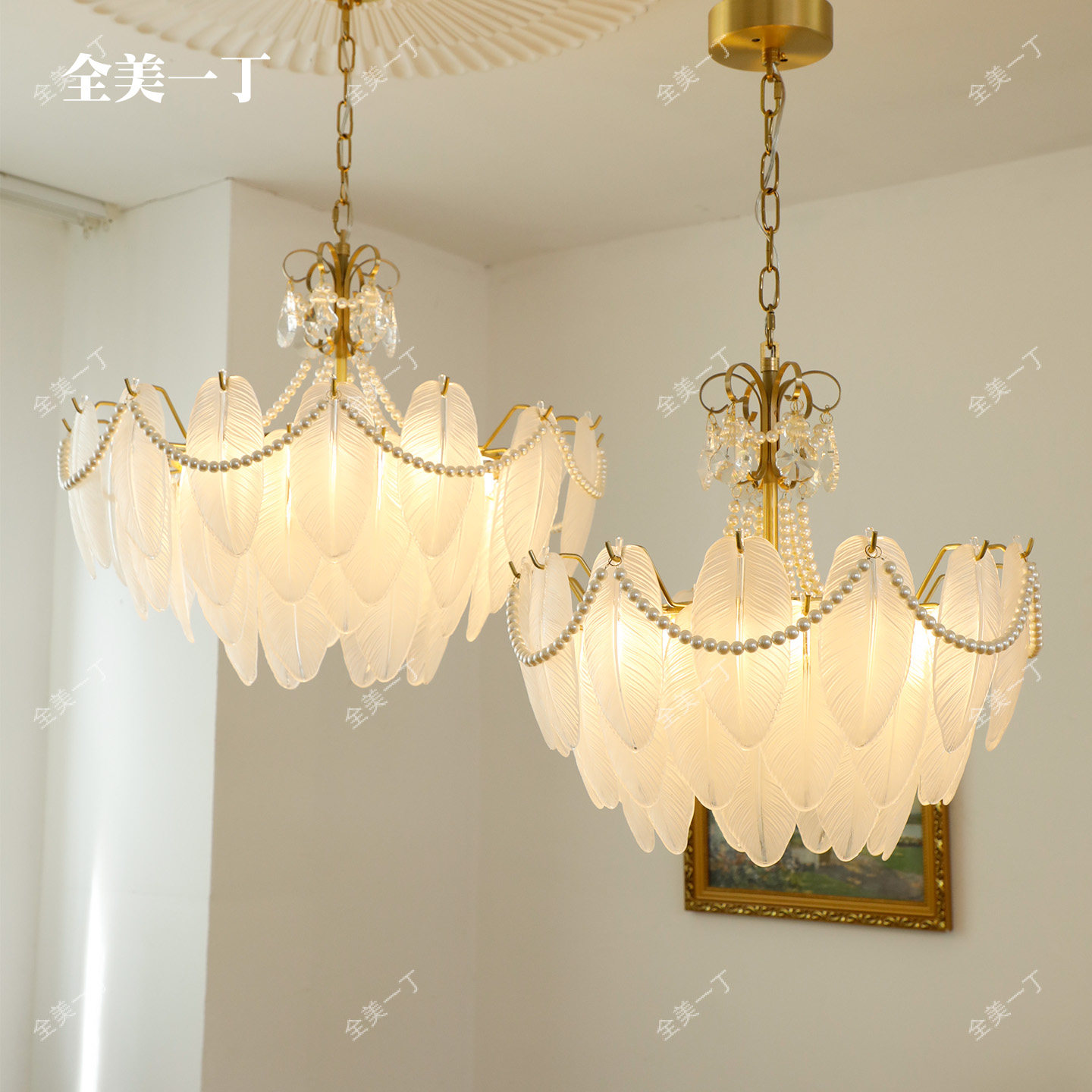 全美一丁客厅灯法式轻奢水晶复古珍珠羽毛吊灯餐厅客厅灯卧室灯具,家装灯饰光源,卧室/书房吊灯,淘宝优惠券,粉丝福利购,淘宝优惠卷