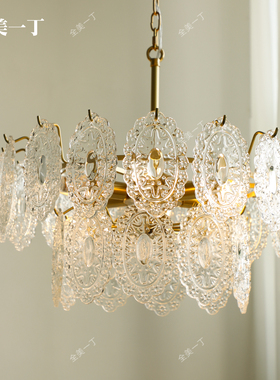 全美一丁法式轻奢水晶复古中古客厅主灯具卧室灯餐厅灯全铜吊灯
