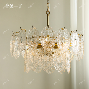 全美一丁法式轻奢水晶复古中古客厅主灯具卧室灯餐厅灯全铜吊灯