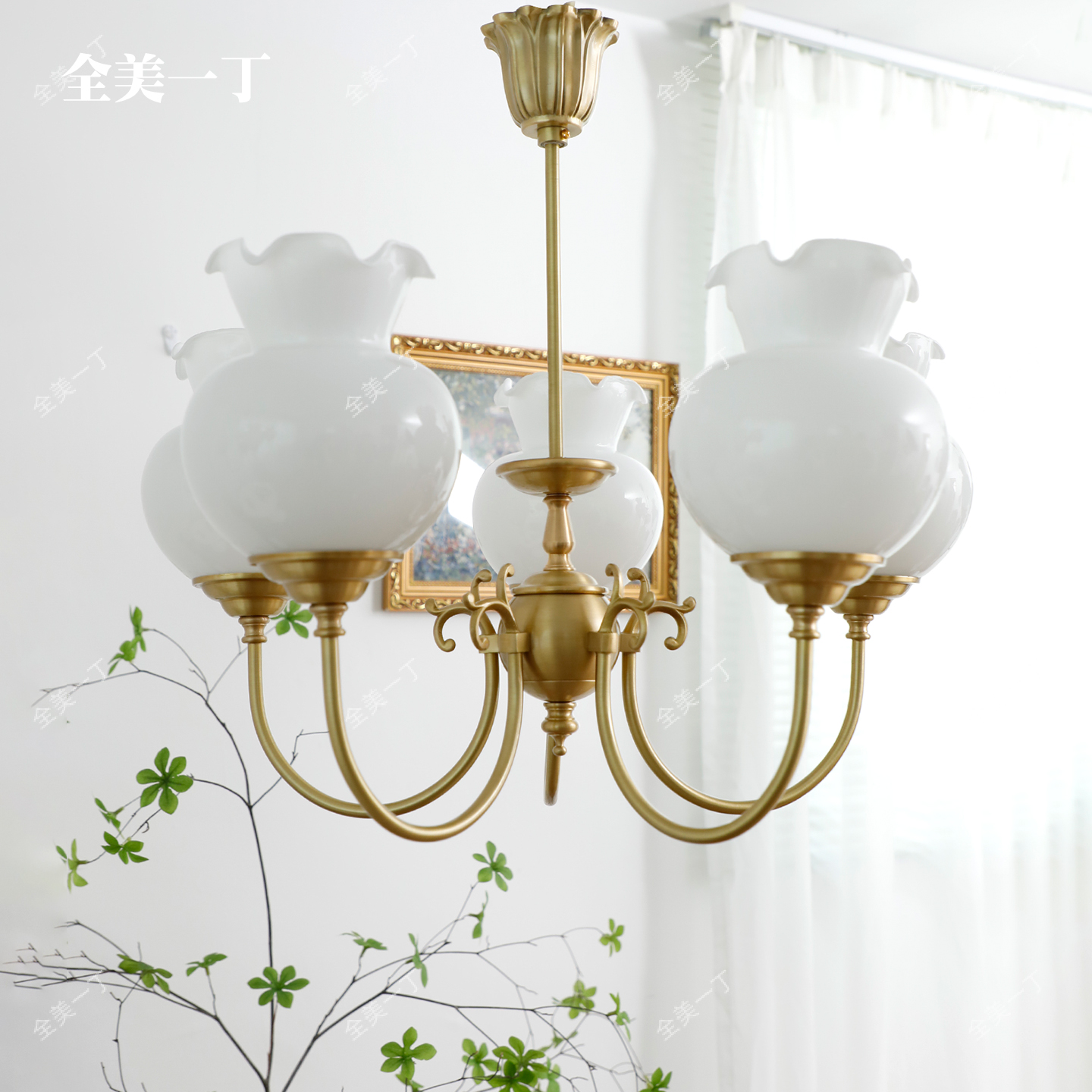 全美一丁法式复古洋房玻璃吊灯