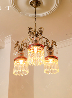 全美一丁 法式氛围感复古酒杯全铜卧室床头客厅过道走廊水晶吊灯