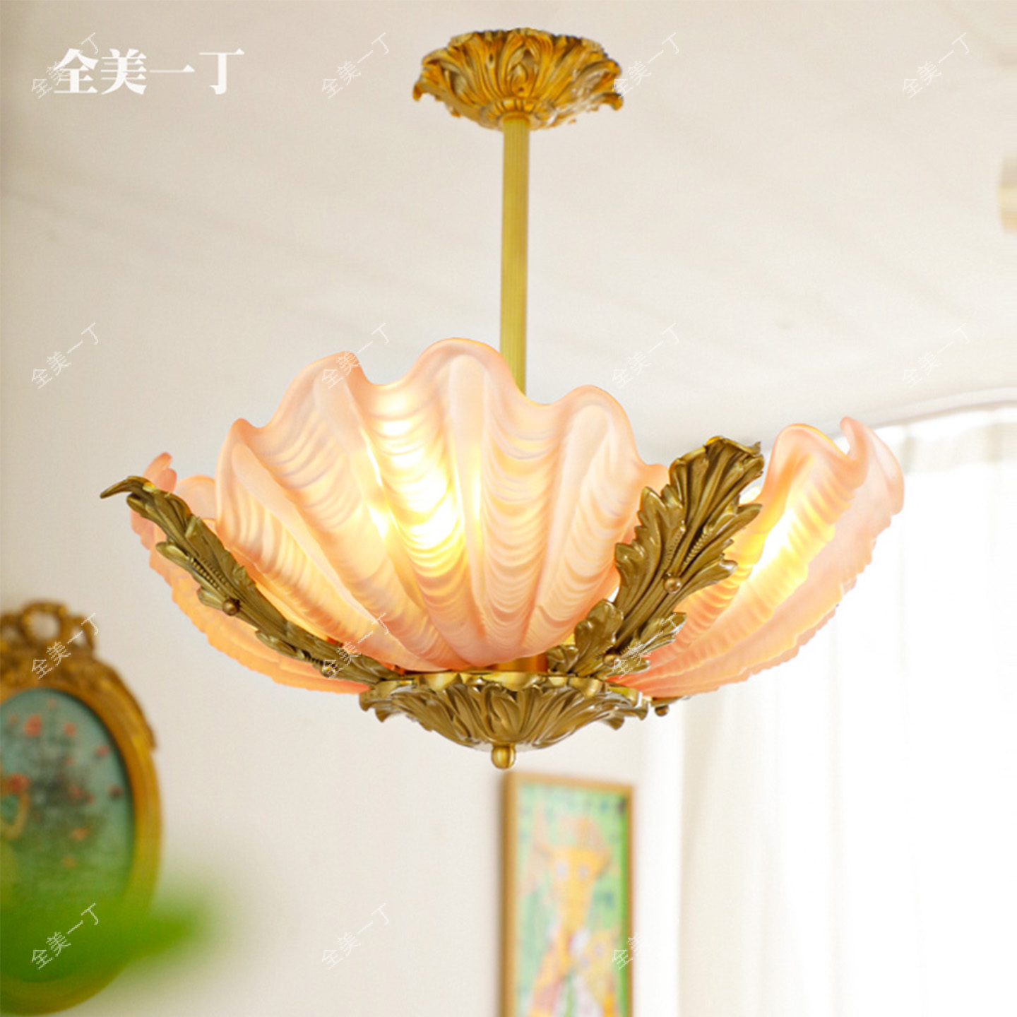 全美一丁美式餐厅卧室贝壳吊灯
