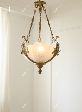 全美一丁法式复古客厅吊灯美式中古风黄铜花朵餐厅书房阳台卧室灯