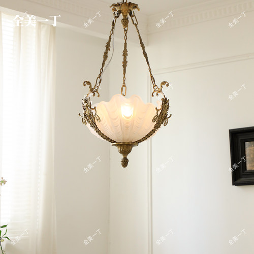 全美一丁法式复古客厅吊灯美式中古风黄铜花朵餐厅书房阳台卧室灯