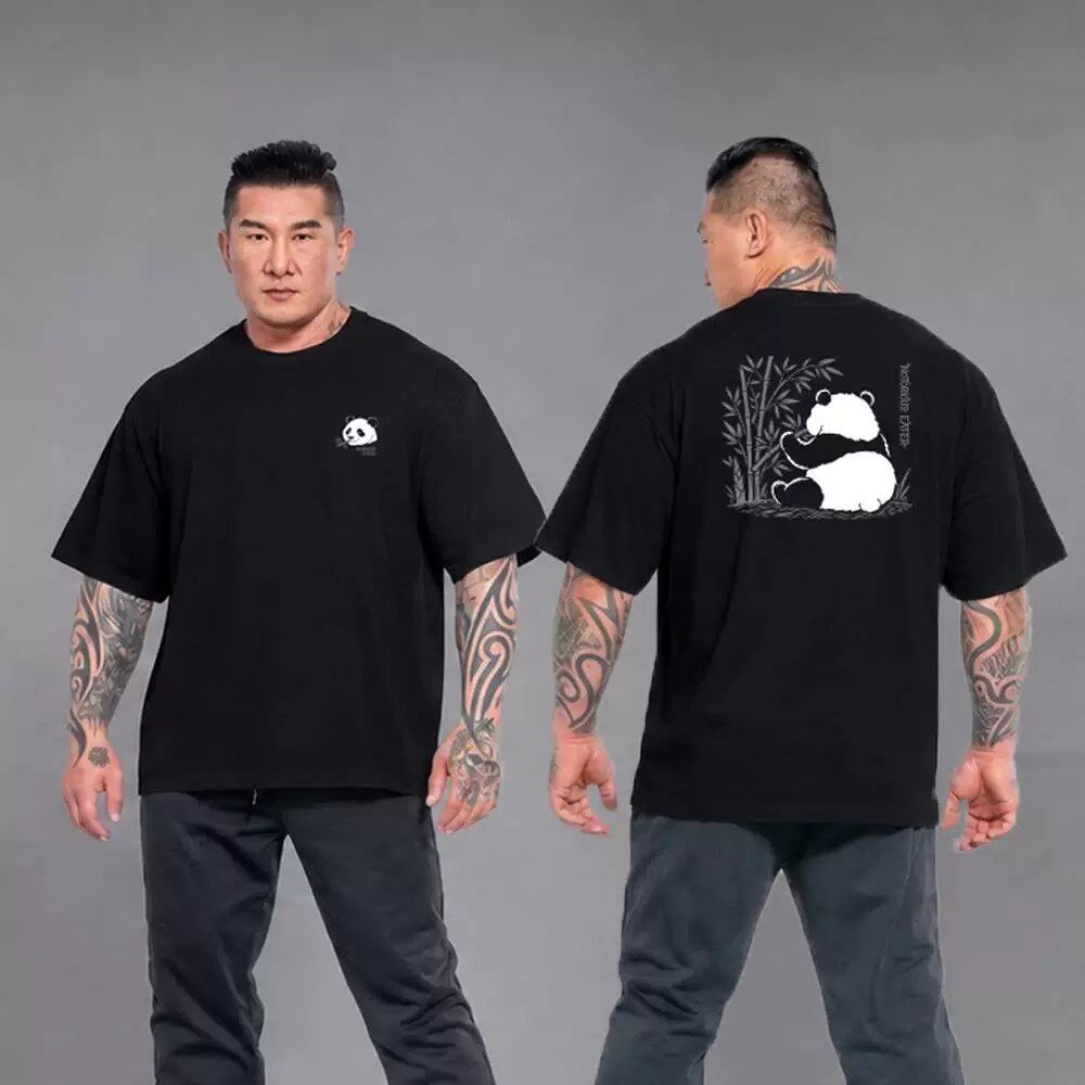 现货重磅纯棉陈之汉同款熊猫T恤