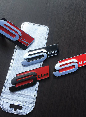 适用于奥迪A3 A4L A5 Q3 Q5叶子板侧标sline中网改装车标后尾标贴