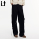 i.t 长裤 GROUNDZERO高街潮牌美式 大口袋设计抽绳阔腿工装