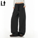 阔腿香蕉休闲裤 i.t GROUNDZERO街头日系宽松百搭松紧腰哈伦裤
