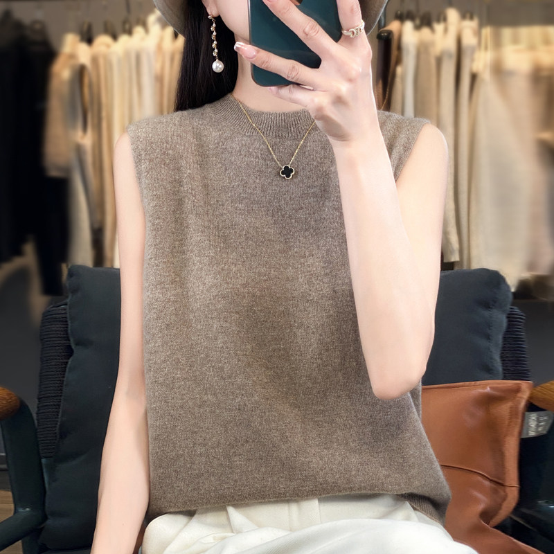 薄款时尚针织小吊带背心春夏短款圆领宽松打底衫内搭无袖坎肩上衣