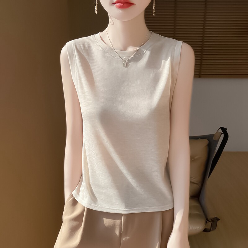 2026春夏新款吊带背心女内搭宽松显瘦精致圆领配西装针织打底无袖