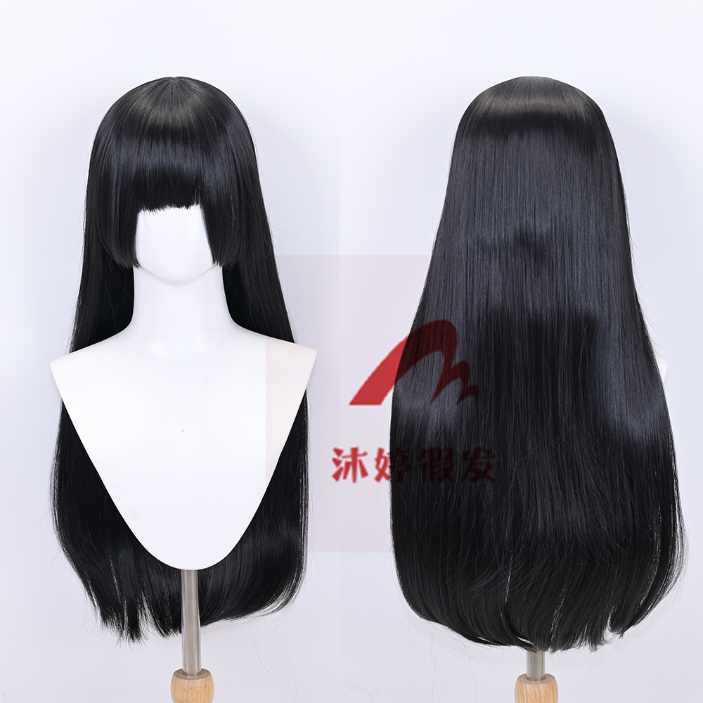 沐婷 轻音少女 秋山澪cos假发 黑色长直发 头皮款