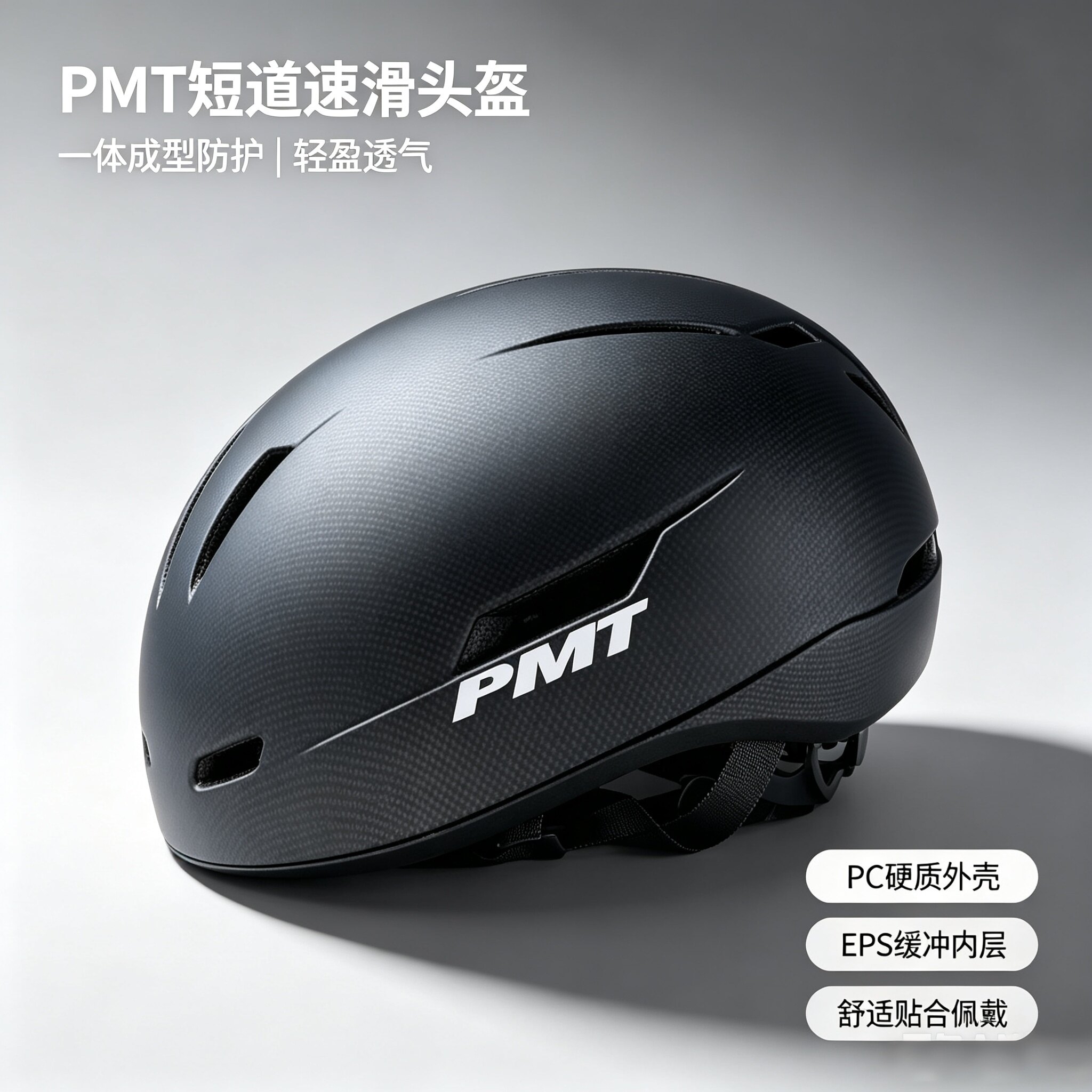 PMT专业短道速滑头盔可调头围轻盈防撞 竞速滑冰轮滑训练防护头盔