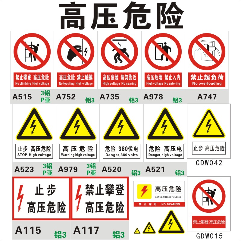 高压危险禁止攀登电力安全标志